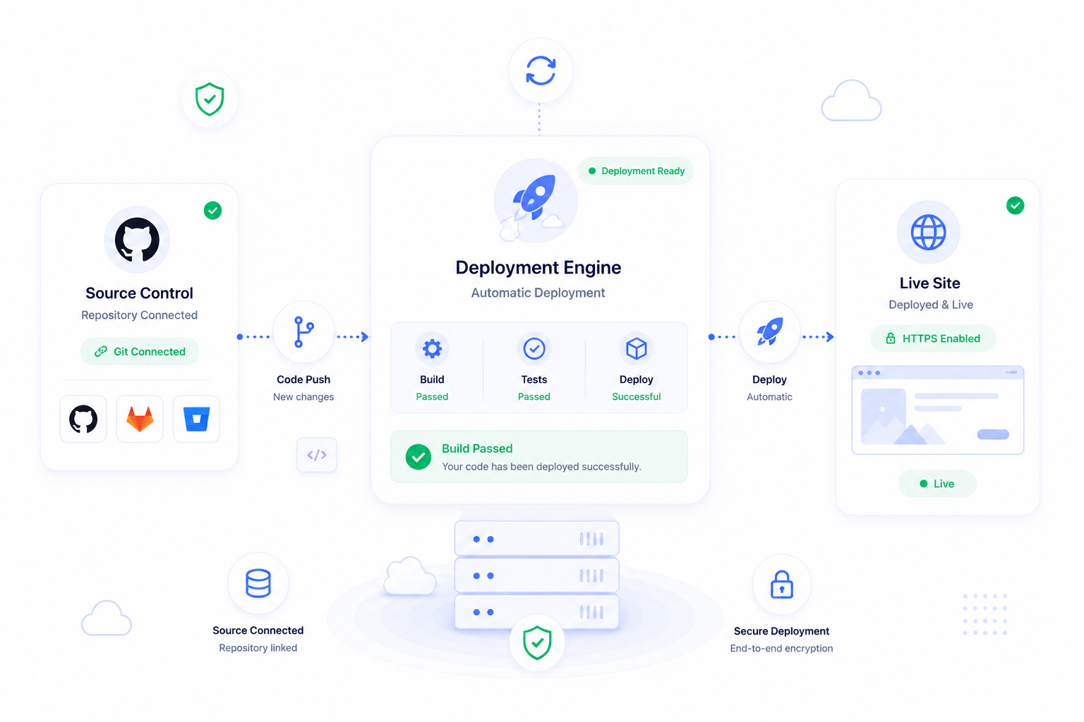 Move code from repository to live site with confidence